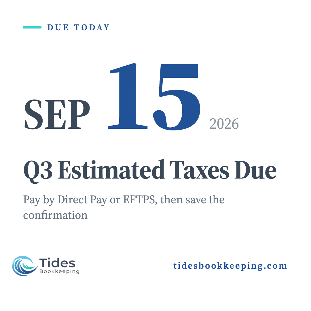 Q3 estimated taxes are due today. The short version: add up what you e